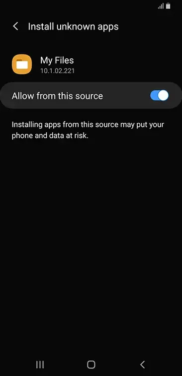 Install unknown apps: allow installation from the browser